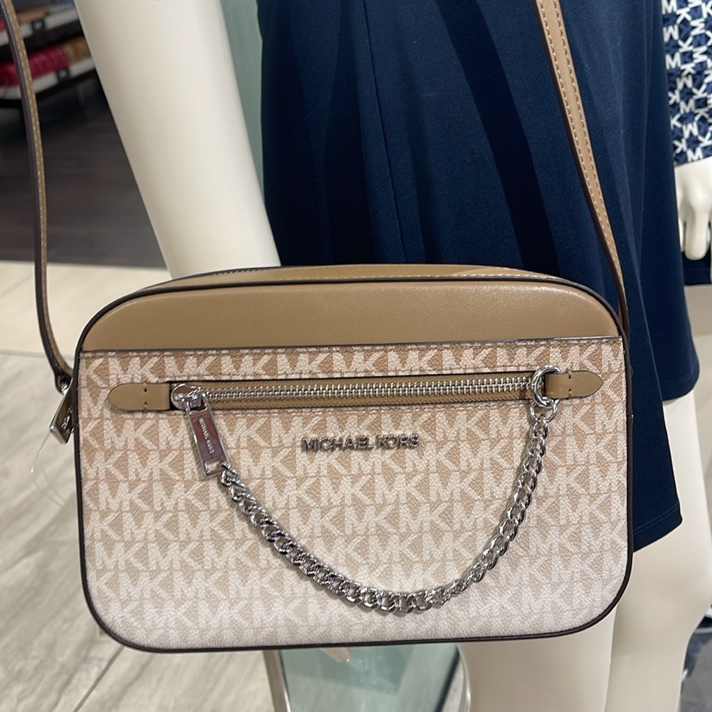 Michael Kors Jet Set Lg Ombr Signature Logo Ew Crossbody East West Husk Nwt